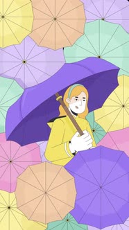 Animated Person Holding Umbrella in Modern Illustration Style