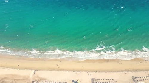 Summer seascape beautiful waves, blue sea water in sunny day. Esquinzo beach, Spain, Canary Island T
