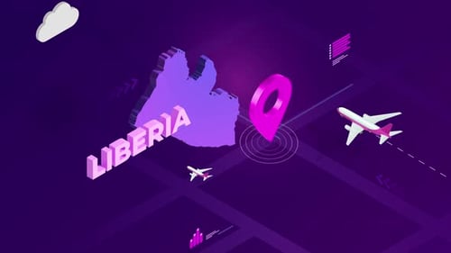 Isometric Futuristic Travel Map Animation with Location Pin