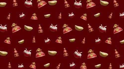 Chinese New Year Prosperity Fortune Wealth Celebration Traditional Seamless Pattern