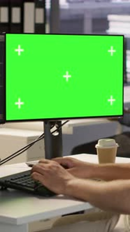 Vertical Video IT Specialist Programming Using Chroma Key Computer