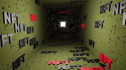 Futuristic NFT Text Crawl Digital Tunnel