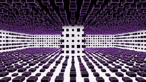 White And Black And Purple Square Circular Motion Background Vj Loop In 4K