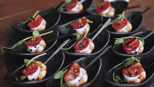 Elegant Appetizers with Seafood and Tomato