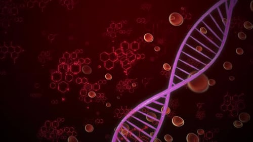 Animated DNA Helix, Blood Cells, and Molecular Structures Background