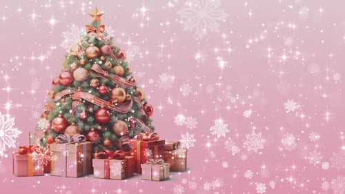 Sparkling Christmas Tree and Gifts Festive Background Animation