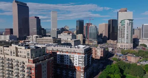 Midday Downtown Denver Skyline Aerial