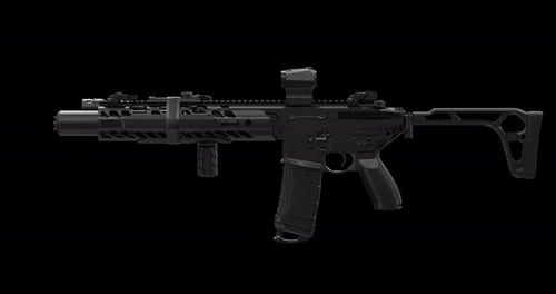 Rotating 3D Animation of Gun with Alpha Channel