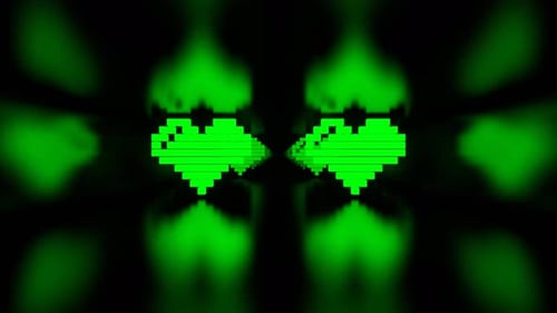 Yellow And Green Endless Corridor With Neon Strobe Hearts Background Vj Loop In 4K