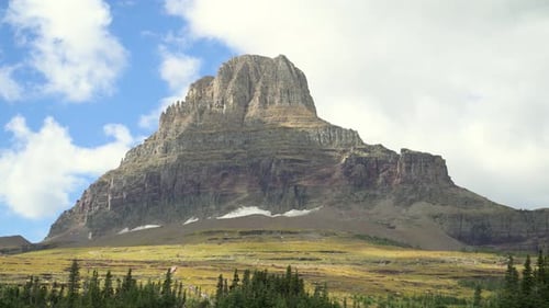 Viewing Mount Oberlin from the Hidden Lake Trail in Glacier National Park, static