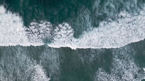 Aerial View on Storm Sea Landscape of Blue Water and Ocean Waves at High Tide