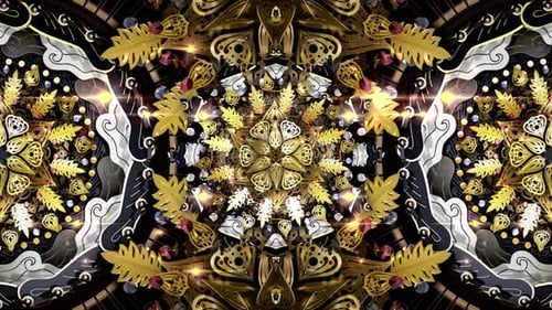 Golden Ornate Kaleidoscope Looping Background Animation