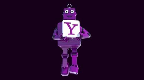 3D Purple Robot Character Walking Animation with Blank Screen