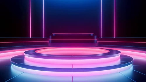 Podium Futuristische Vitrine mit Plattform für Produktausstellungen. Leeres modernes Bühnendisplay