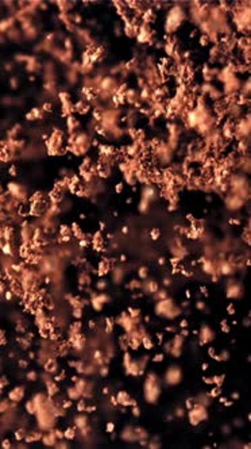 Ground Coffee Flies Up and Falls Down Filmed on a Highspeed Camera at 1000 Fps