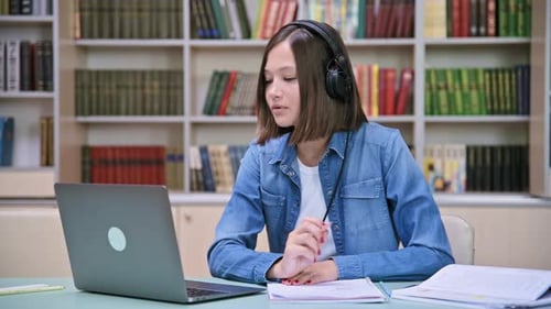 Teenage Student Learning Online at Desk with Laptop