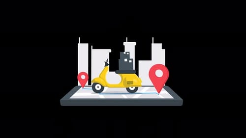 Animated Delivery Scooter Tracking on Digital City Map