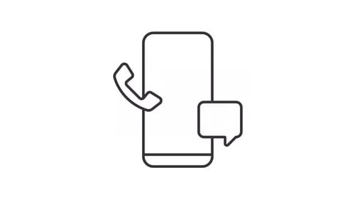 Smartphone animé avec icône d'appel entrant et de ligne de message