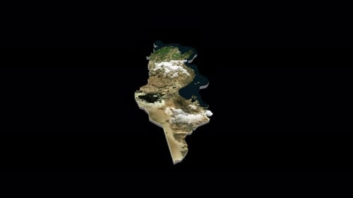 3D Rotating Satellite Map of Tunisia