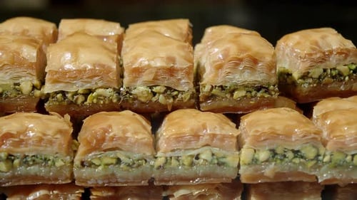 Handmade Turkish Dessert Baklava on Table