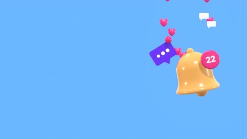 Animated 3D Social Media Notification Bell Icons