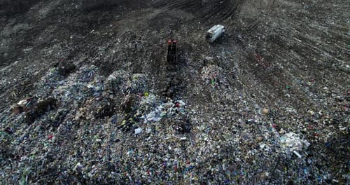 Landfill with Solid Household Waste Drone View