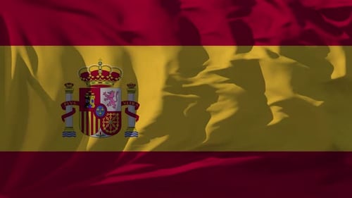 Realistic Waving Spanish National Flag Animation