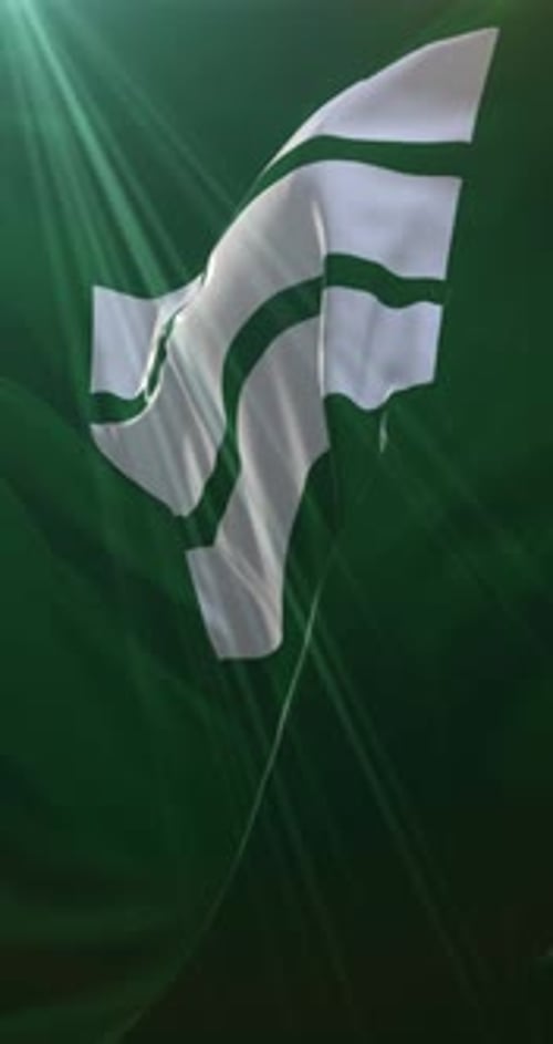 Dynamic Vertical Waving Flag with Abstract Emblem Animation