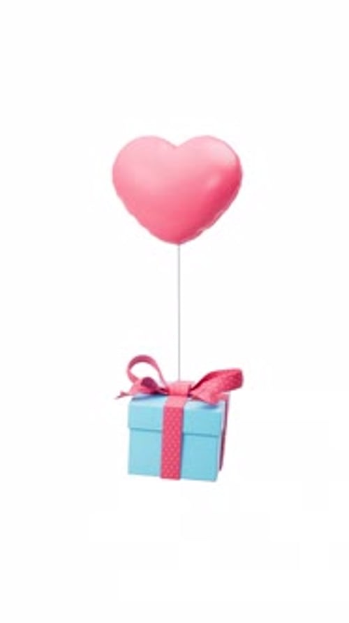 Cartoon style gift box and love heart balloon with alpha channel