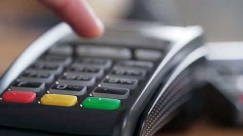 Entering PIN on Credit Card Reader Machine