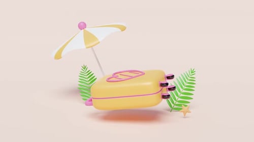 summer travel with open empty suitcase