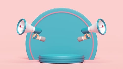 Animated Megaphones with Podium Announcement