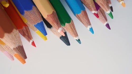 Colorful Pencils Close-Up on White Background
