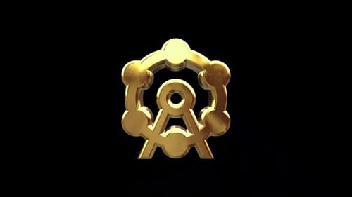 3D Gold Abstract Logo Icon Rotating Animation