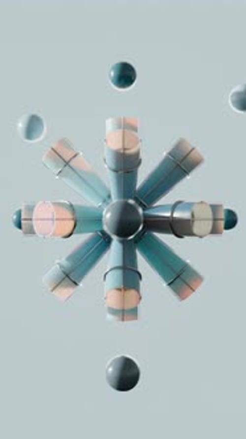 Animação de esferas e tubos satisfatórios em loop 3D