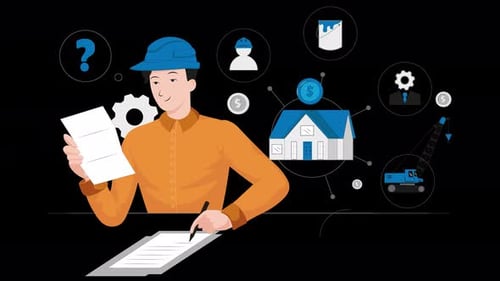 Architekt plant den Bau eines Hauses, Ingenieur plant den Bau eines Hauses 4k