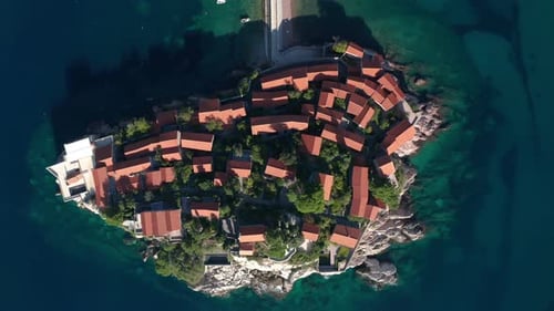 Aerial view of the famous Sveti Stefan island