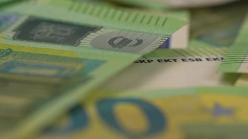 Close Up of Crisp Green Euro Bills