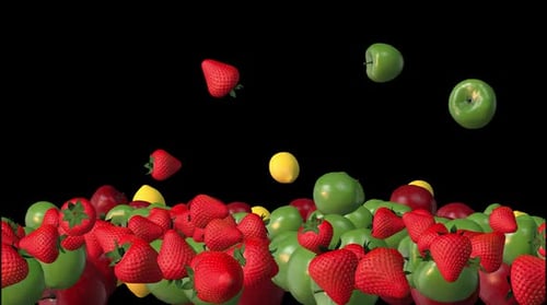 Fruit salad ingredients isolated on alpha background