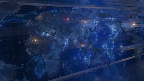 Futuristic World Map Global Network Digital Data Flow Background