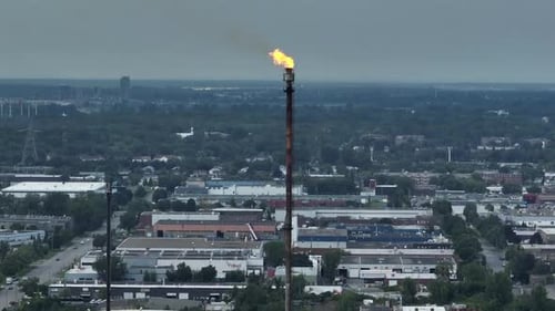 Oil and gas refinery aerial flame exhaust_1