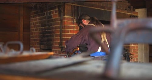 Mount Vernon, Virginia / USA - November 13, 2019: Old Fashioned Blacksmith