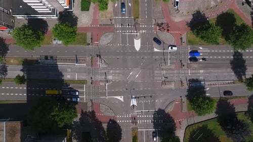 Aerial View of Busy Intersection in Eindhoven Netherlands