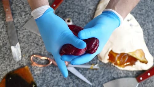 The Chef Stretches Hot Caramel and Lollipops with His Hands Candy Handmade