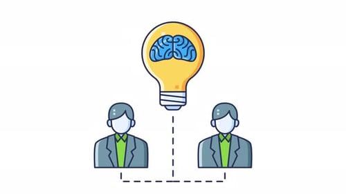 Collaboration teamwork idea sharing with business partners looping animation