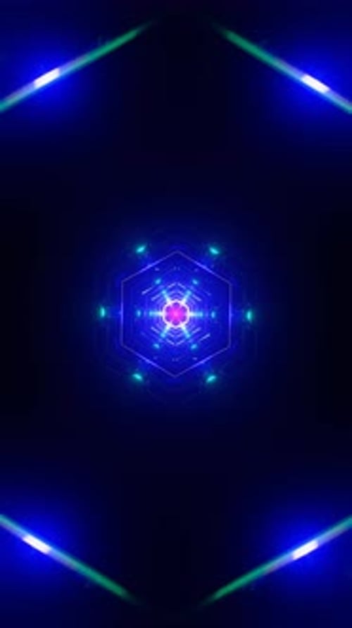 Vertical Video of Spinning Polygons and Vibrant Light in Seamless Loop