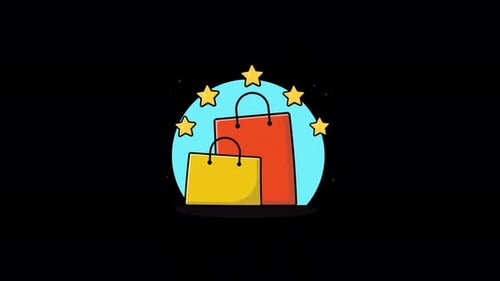 Animated Shopping Bags with Stars for E-commerce or Retail Projects