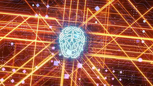 advanced computer computing technology. animation the electronic brain