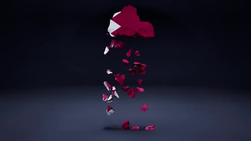 Qatar Map Flag Reveal with Shattered Pieces Animation