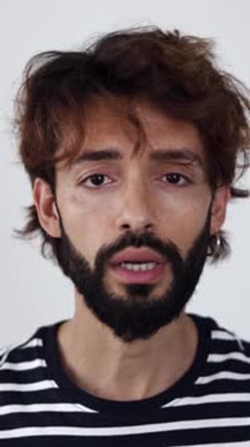 POV or Screen View of Young Bearded Man Having a Video Call on Laptop